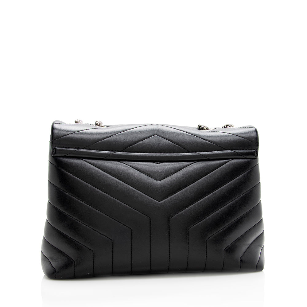 Saint Laurent Matelasse Calfskin Monogram LouLou Chain Medium Shoulder Bag (SHF-19046)