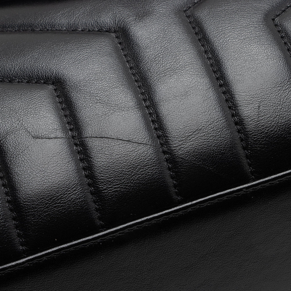 Saint Laurent Matelasse Calfskin Monogram LouLou Chain Medium Shoulder Bag (SHF-22491)