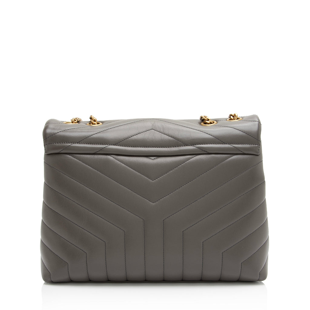 Saint Laurent Matelasse Calfskin Monogram LouLou Chain Medium Shoulder Bag (SHF-23892)