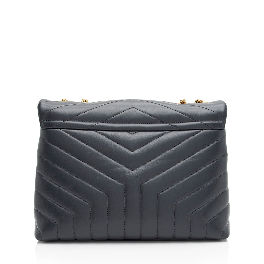 Saint Laurent Matelasse Calfskin Monogram LouLou Chain Medium Shoulder Bag (SHF-Q1vmZO)