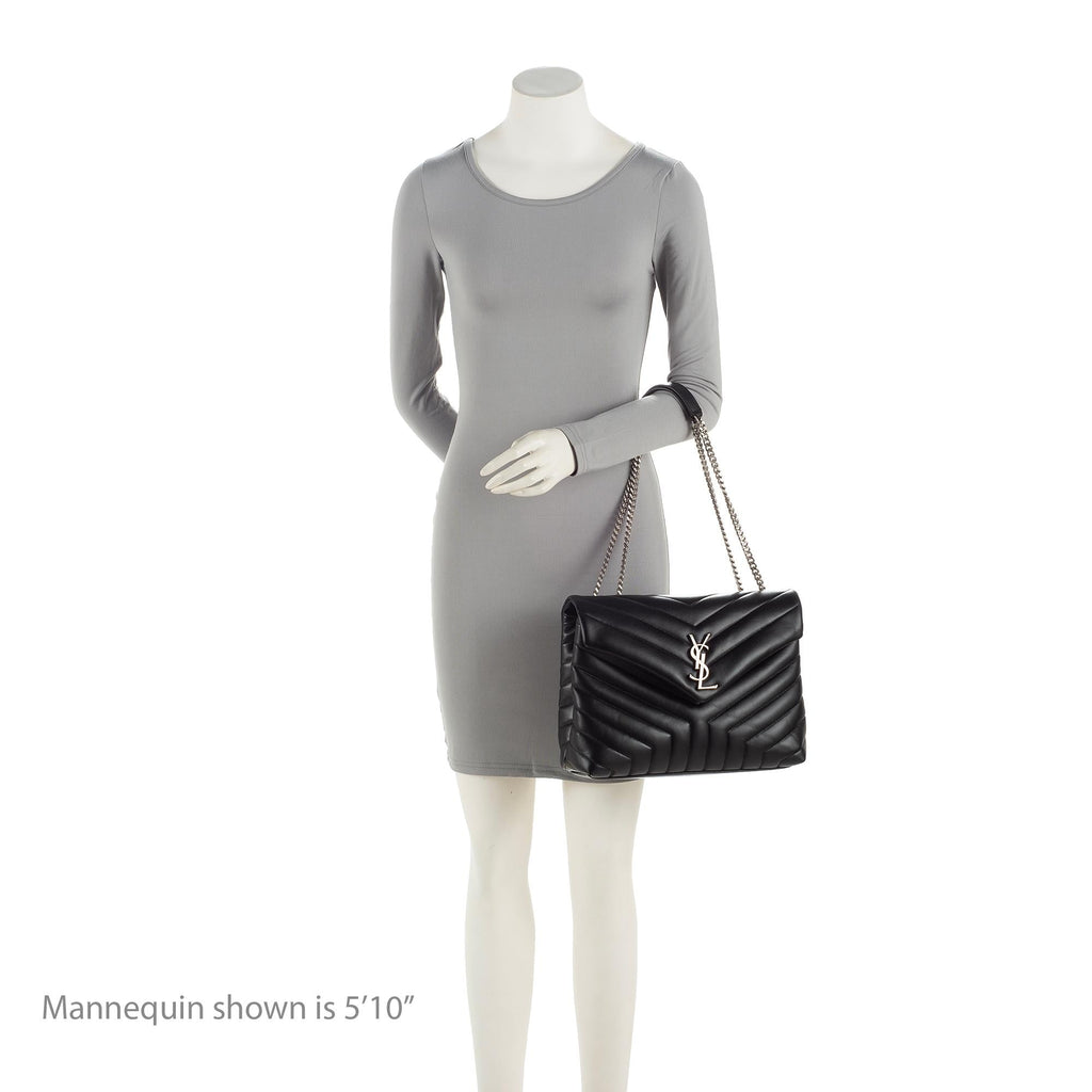 Saint Laurent Matelasse Calfskin Monogram LouLou Chain Medium Shoulder Bag (SHF-3CcYFQ)