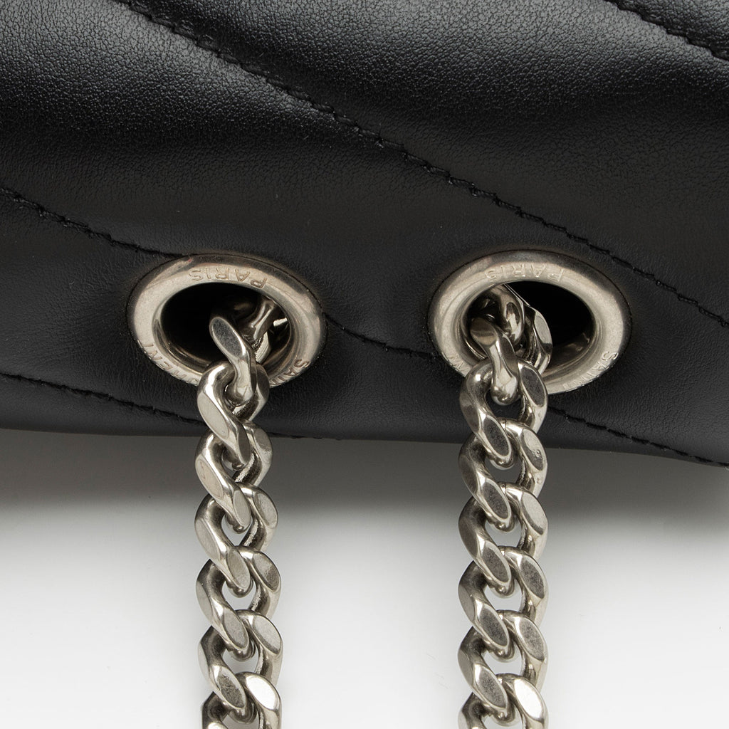 Saint Laurent Matelasse Calfskin Monogram LouLou Chain Medium Shoulder Bag (SHF-pHhqQ4)