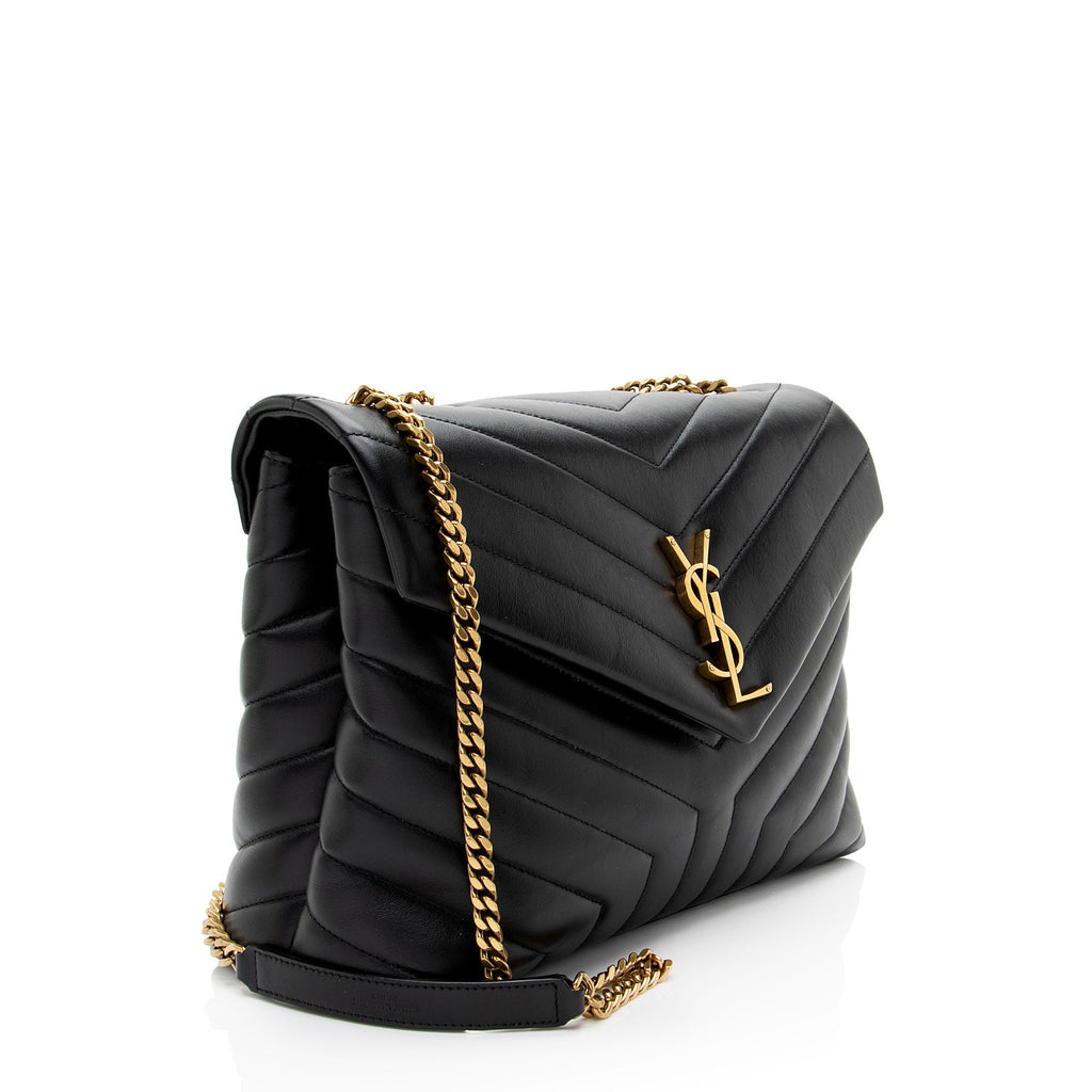 Saint Laurent Matelasse Calfskin Monogram LouLou Chain Medium Shoulder Bag
