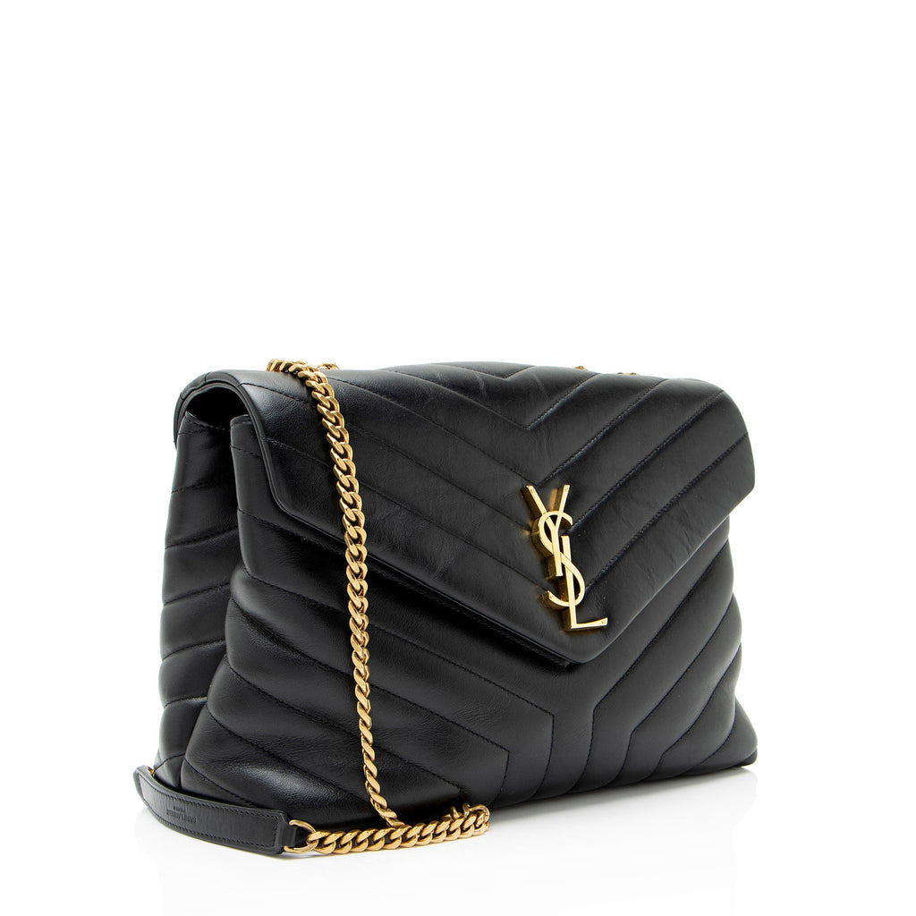 Saint Laurent Matelasse Calfskin Monogram LouLou Chain Medium Shoulder Bag