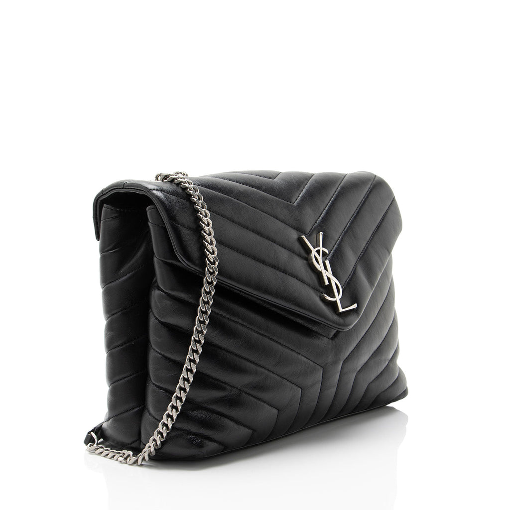 Saint Laurent Matelasse Calfskin Monogram LouLou Chain Medium Shoulder Bag