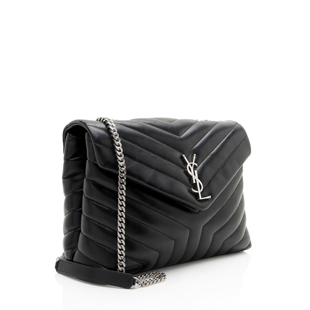 Saint Laurent Matelasse Calfskin Monogram LouLou Chain Medium Shoulder Bag