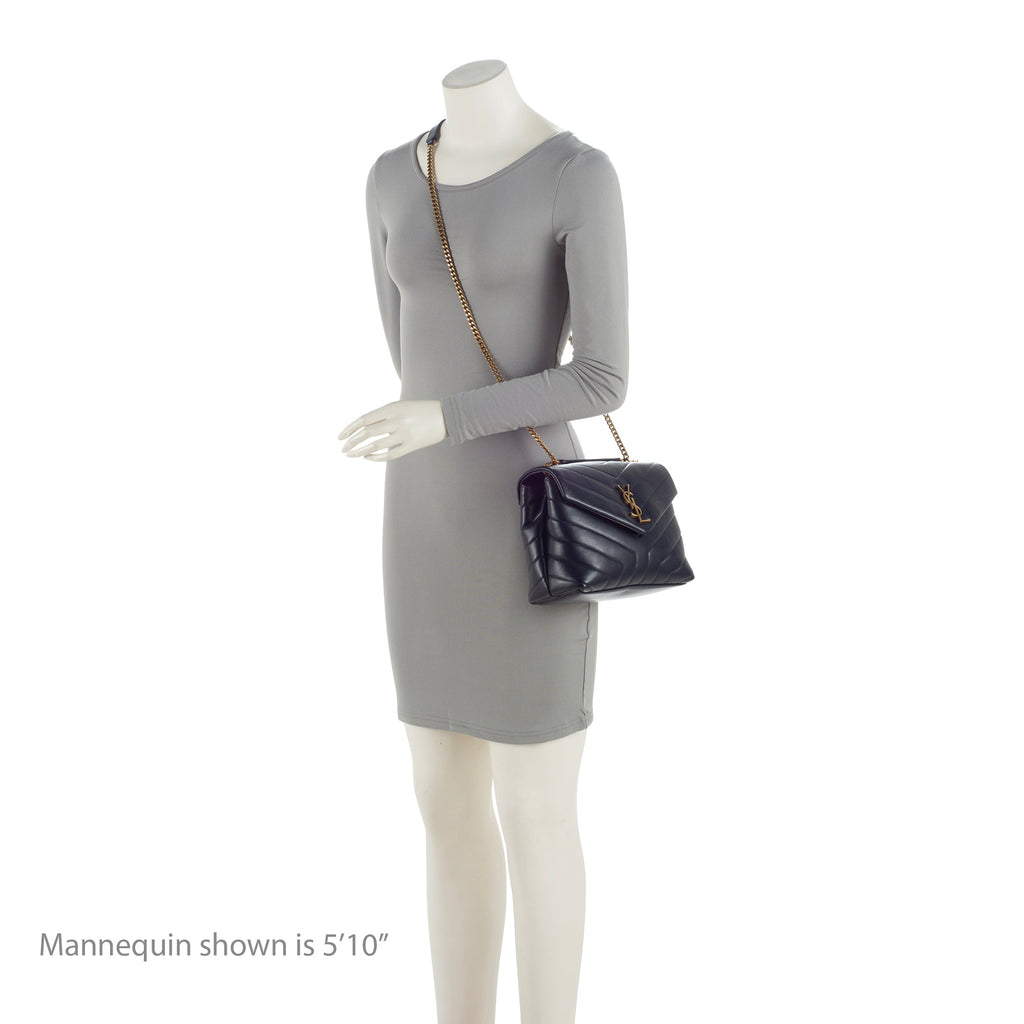 Saint Laurent Matelasse Calfskin Monogram LouLou Chain Small Crossbody Bag (SHF-HY4rvs)