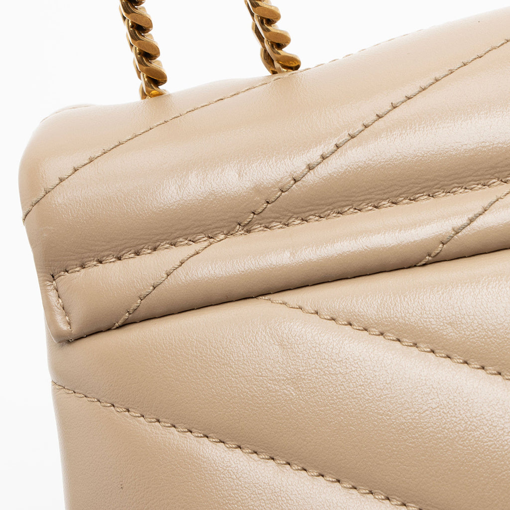 Saint Laurent Matelasse Calfskin Monogram LouLou Chain Small Crossbody