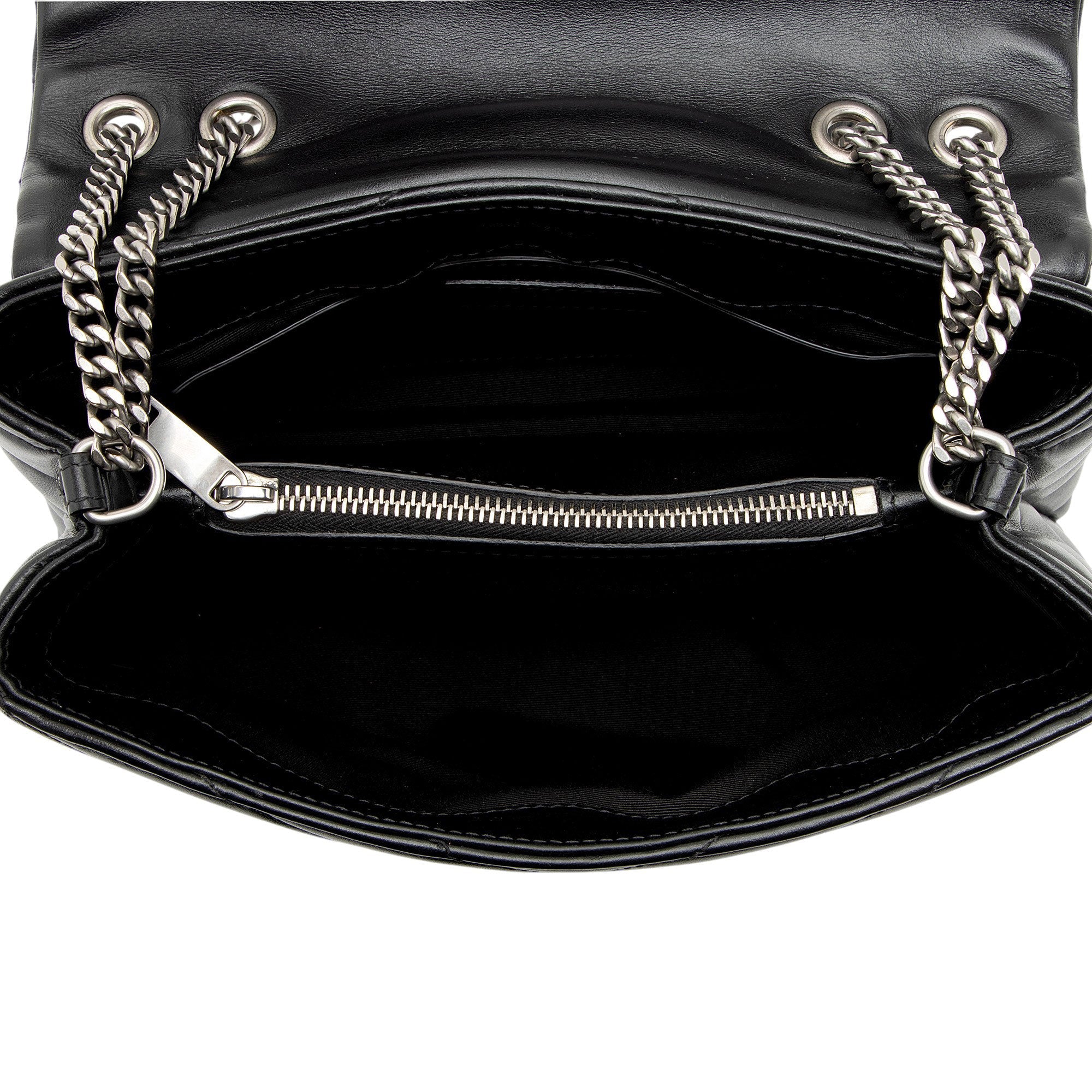 Saint Laurent Matelasse Calfskin Monogram LouLou Chain Small Crossbody
