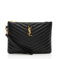 Saint Laurent Matelasse Calfskin Monogram Small Wristlet (SHF-I0dYH7)