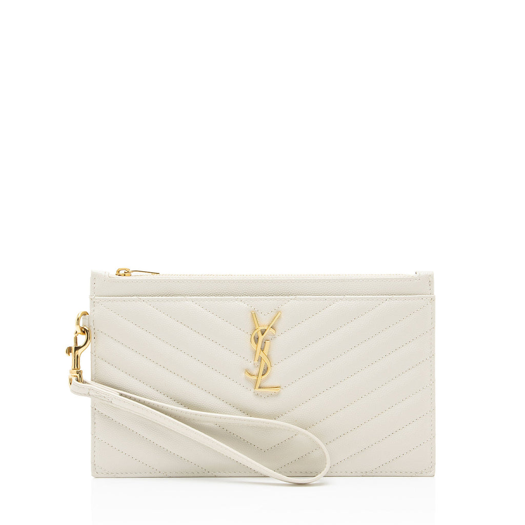 Saint Laurent Matelasse Grain de Poudre Monogram Cassandra Large Bill Pouch