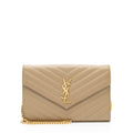 Saint Laurent Matelasse Grain de Poudre Monogram Chain Wallet - FINAL SALE