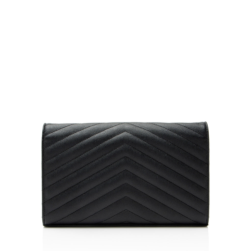 Saint Laurent Matelasse Grain de Poudre Monogram Chain Wallet - FINAL SALE