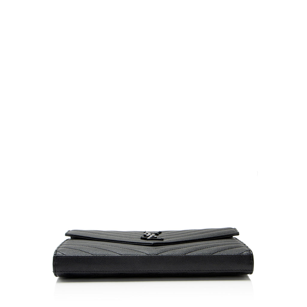 Saint Laurent Matelasse Grain de Poudre Monogram Chain Wallet - FINAL SALE