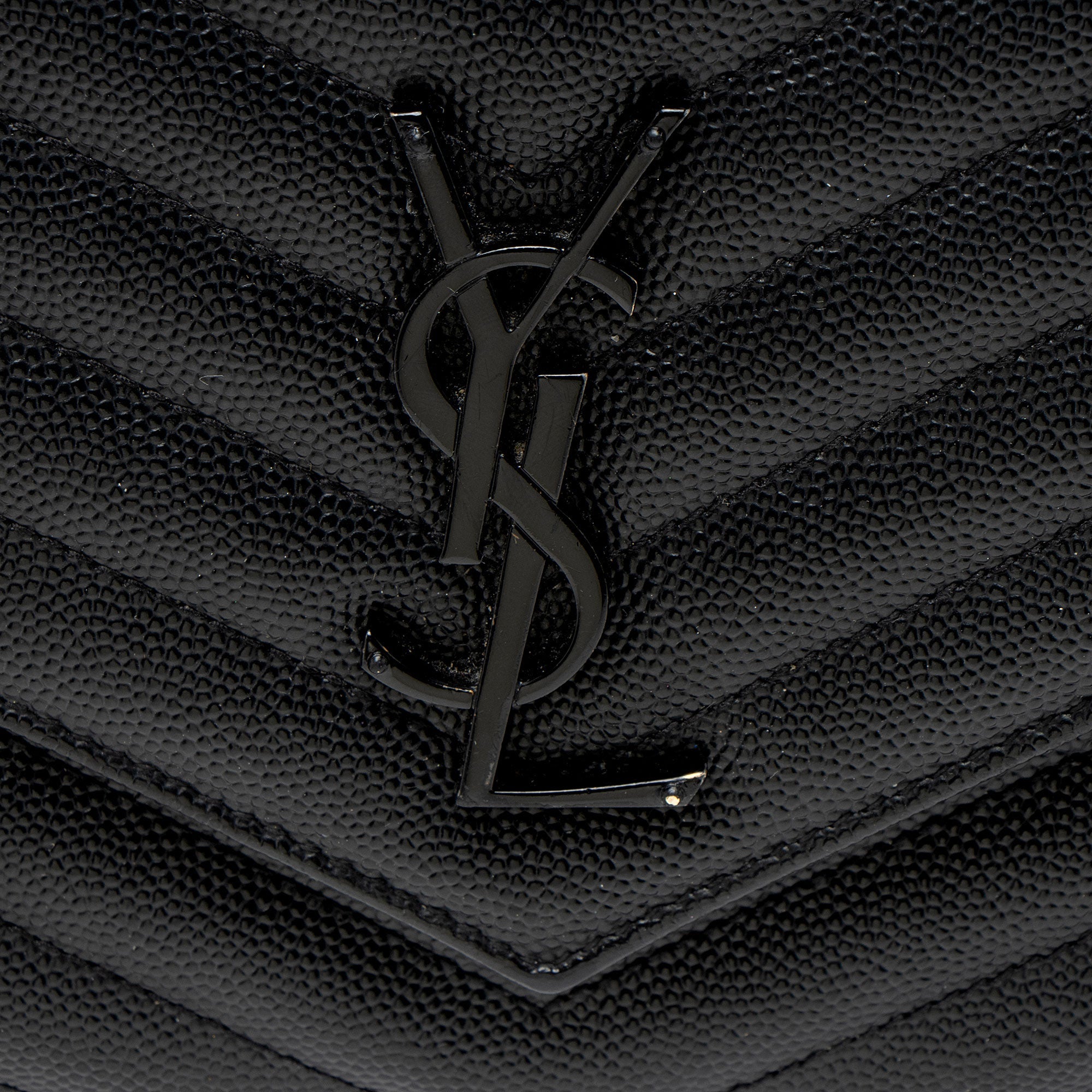 Saint Laurent Matelasse Grain de Poudre Monogram Chain Wallet - FINAL SALE