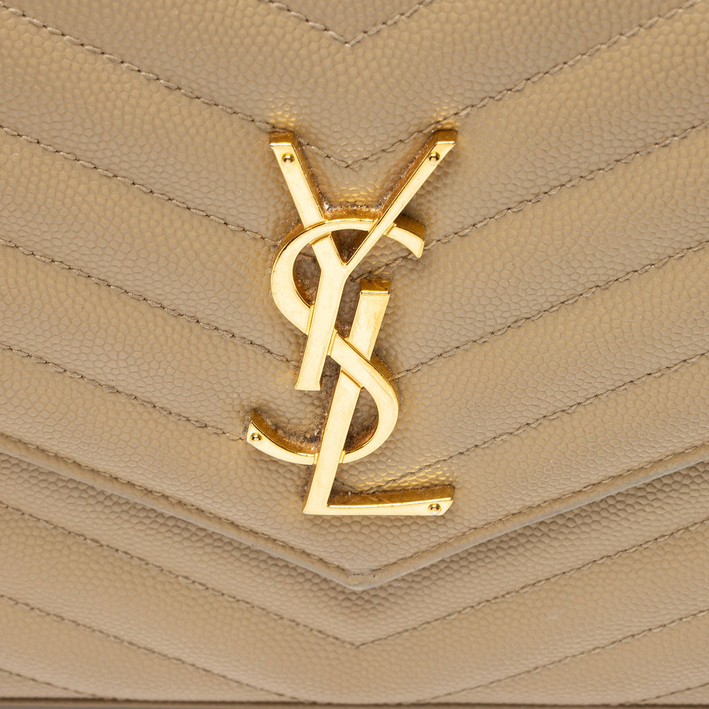 Saint Laurent Matelasse Grain de Poudre Monogram Chain Wallet - FINAL SALE