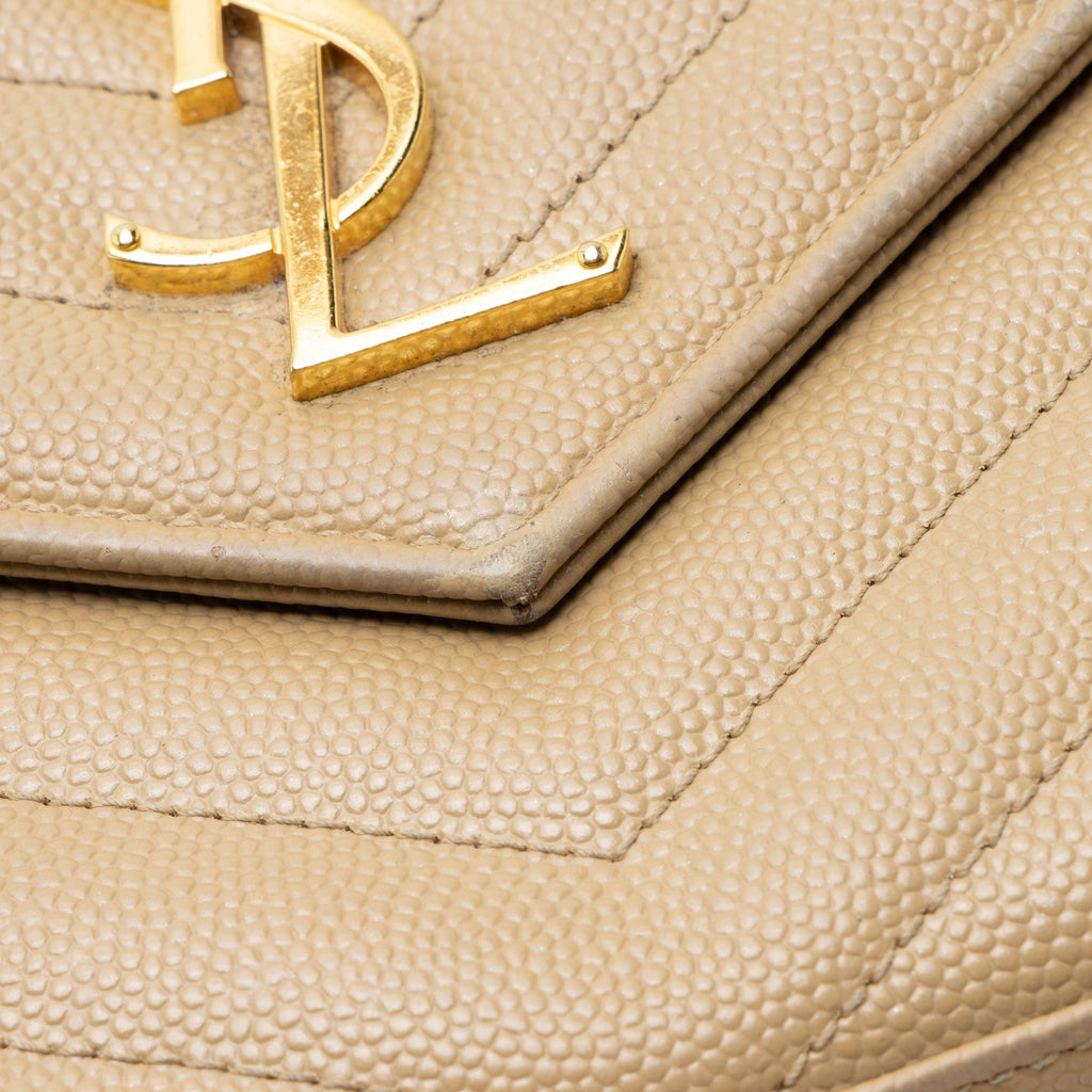 Saint Laurent Matelasse Grain de Poudre Monogram Chain Wallet - FINAL SALE