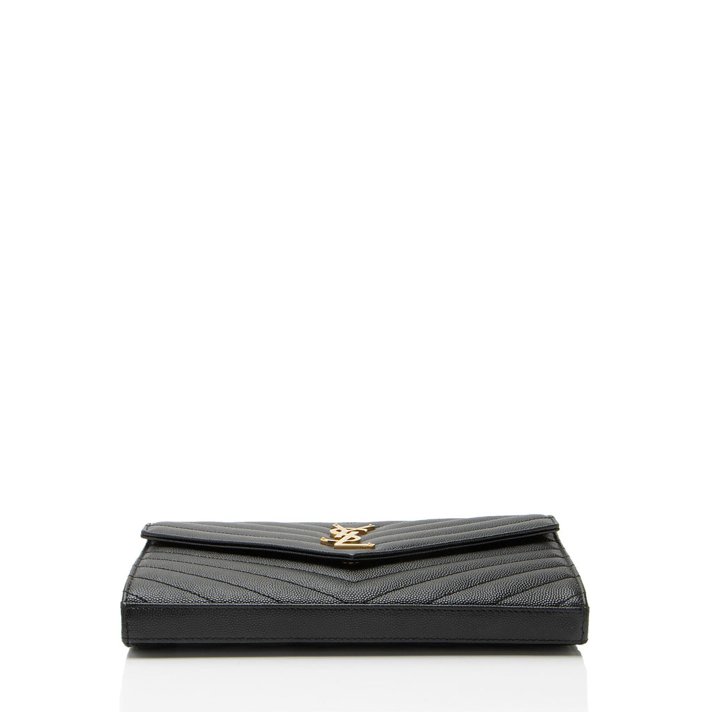 Saint Laurent Matelasse Grain de Poudre Monogram Chain Wallet