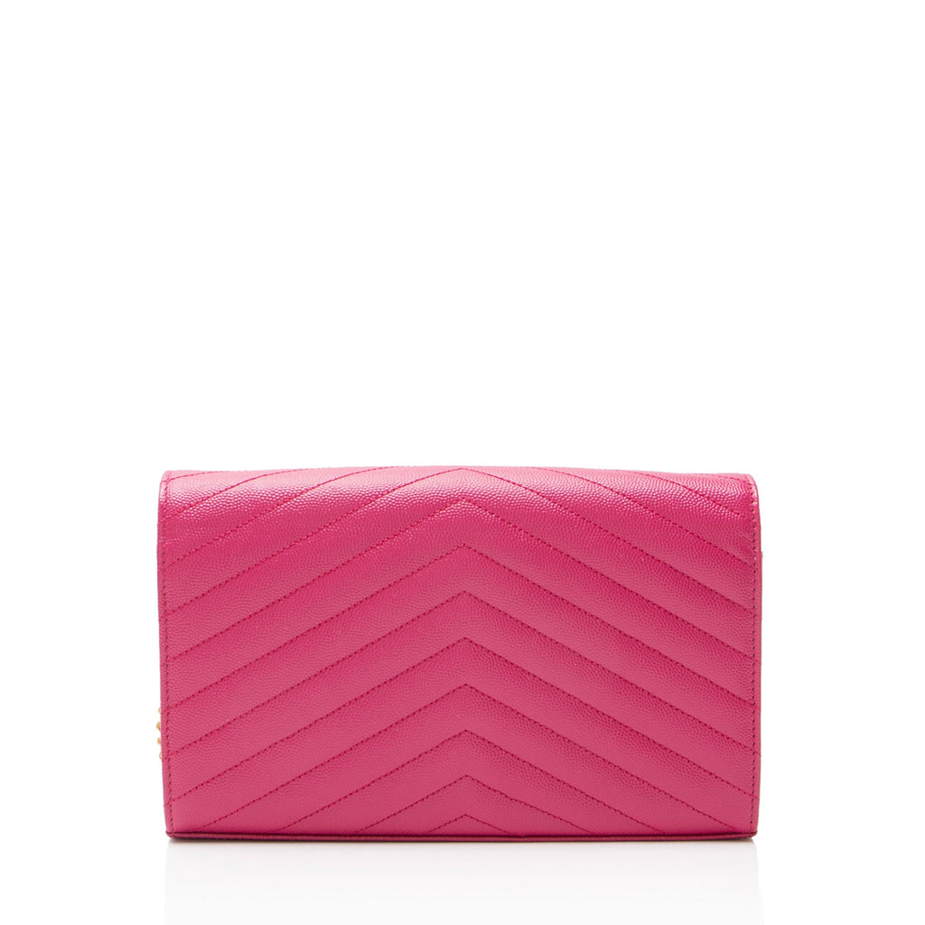 Saint Laurent Matelasse Grain de Poudre Monogram Chain Wallet