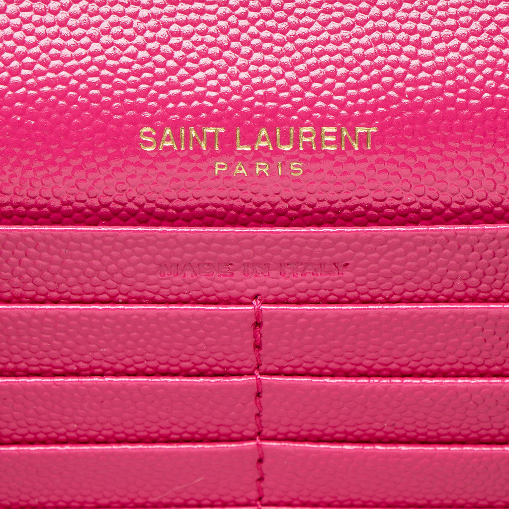 Saint Laurent Matelasse Grain de Poudre Monogram Chain Wallet