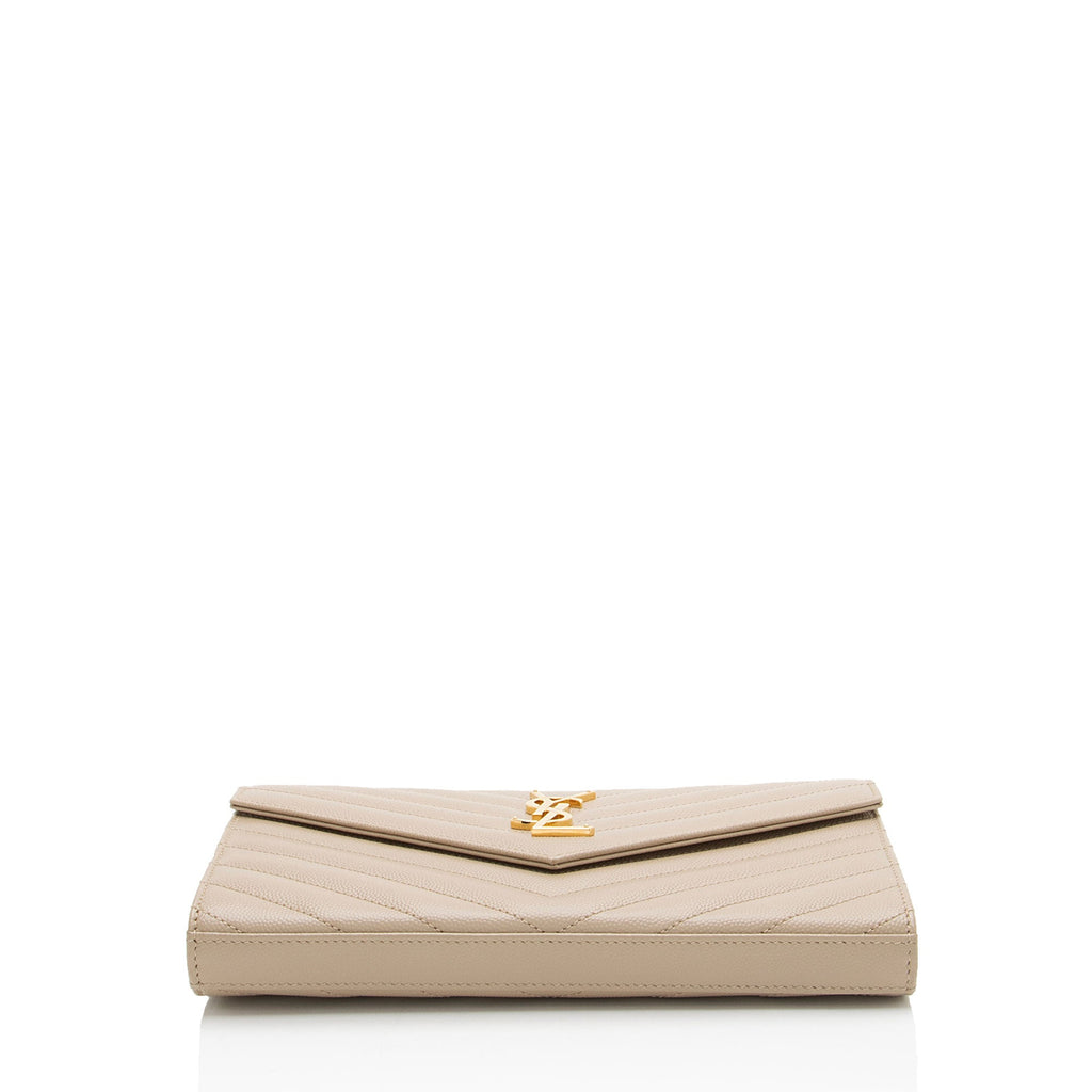 Saint Laurent Matelasse Grain de Poudre Monogram Chain Wallet