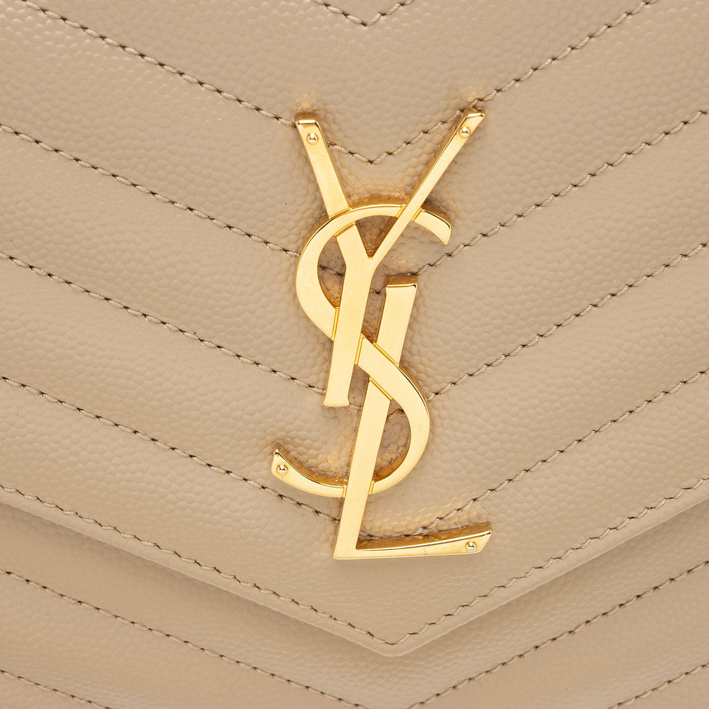 Saint Laurent Matelasse Grain de Poudre Monogram Chain Wallet