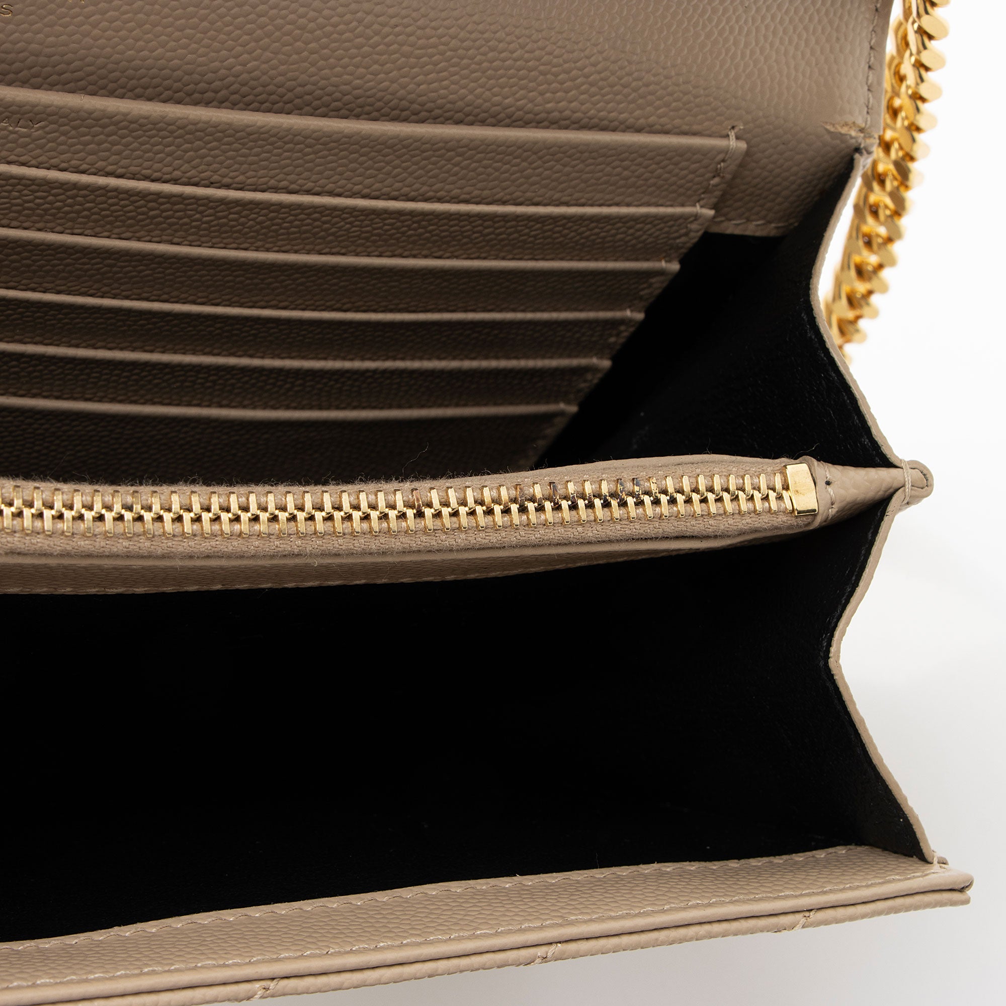 Saint Laurent Matelasse Grain de Poudre Monogram Chain Wallet