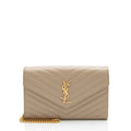Saint Laurent Matelasse Grain de Poudre Monogram Chain Wallet