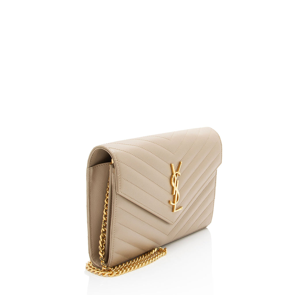 Saint Laurent Matelasse Grain de Poudre Monogram Chain Wallet