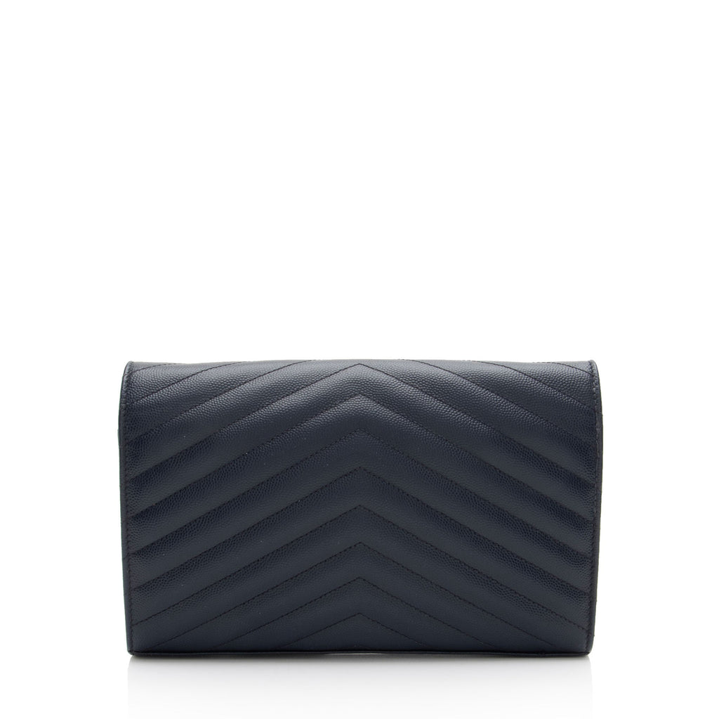 Saint Laurent Matelasse Grain de Poudre Monogram Chain Wallet