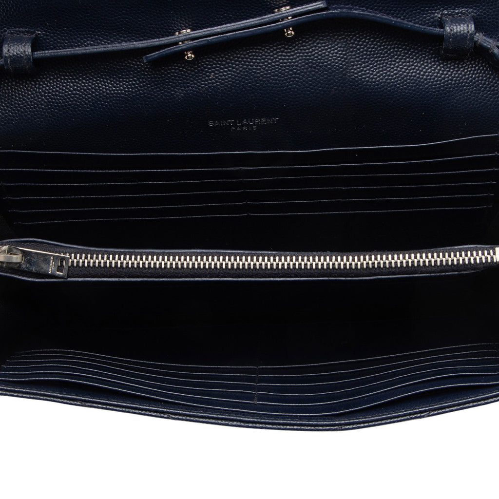Saint Laurent Matelasse Grain de Poudre Monogram Chain Wallet