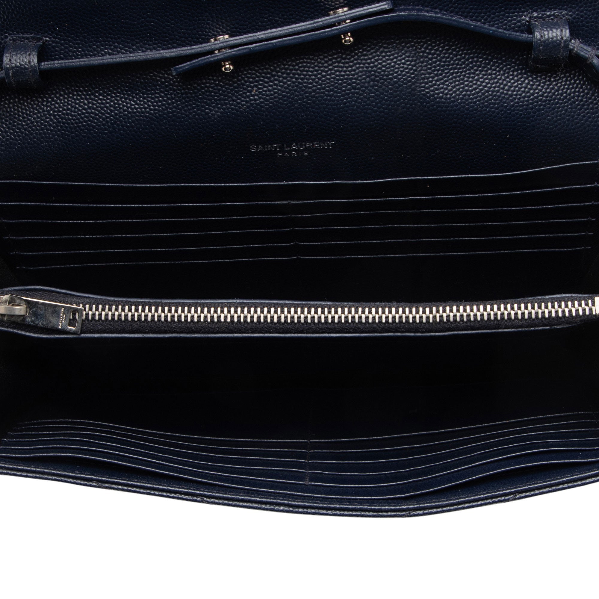 Saint Laurent Matelasse Grain de Poudre Monogram Chain Wallet