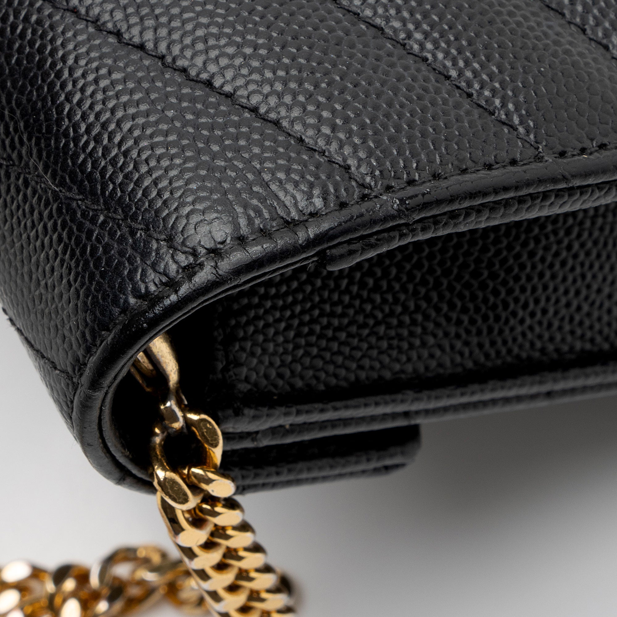 Saint Laurent Matelasse Grain de Poudre Monogram Envelope Chain Wallet - FINAL SALE