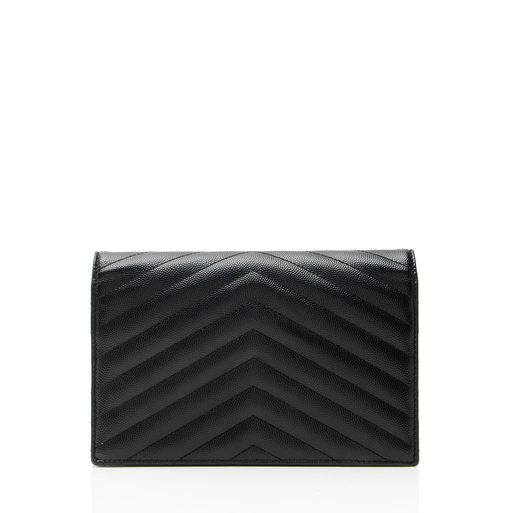 Saint Laurent Matelasse Grain de Poudre Monogram Envelope Chain Wallet