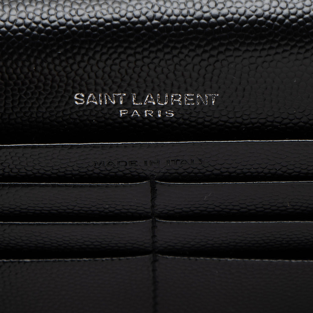 Saint Laurent Matelasse Grain de Poudre Monogram Envelope Chain Wallet