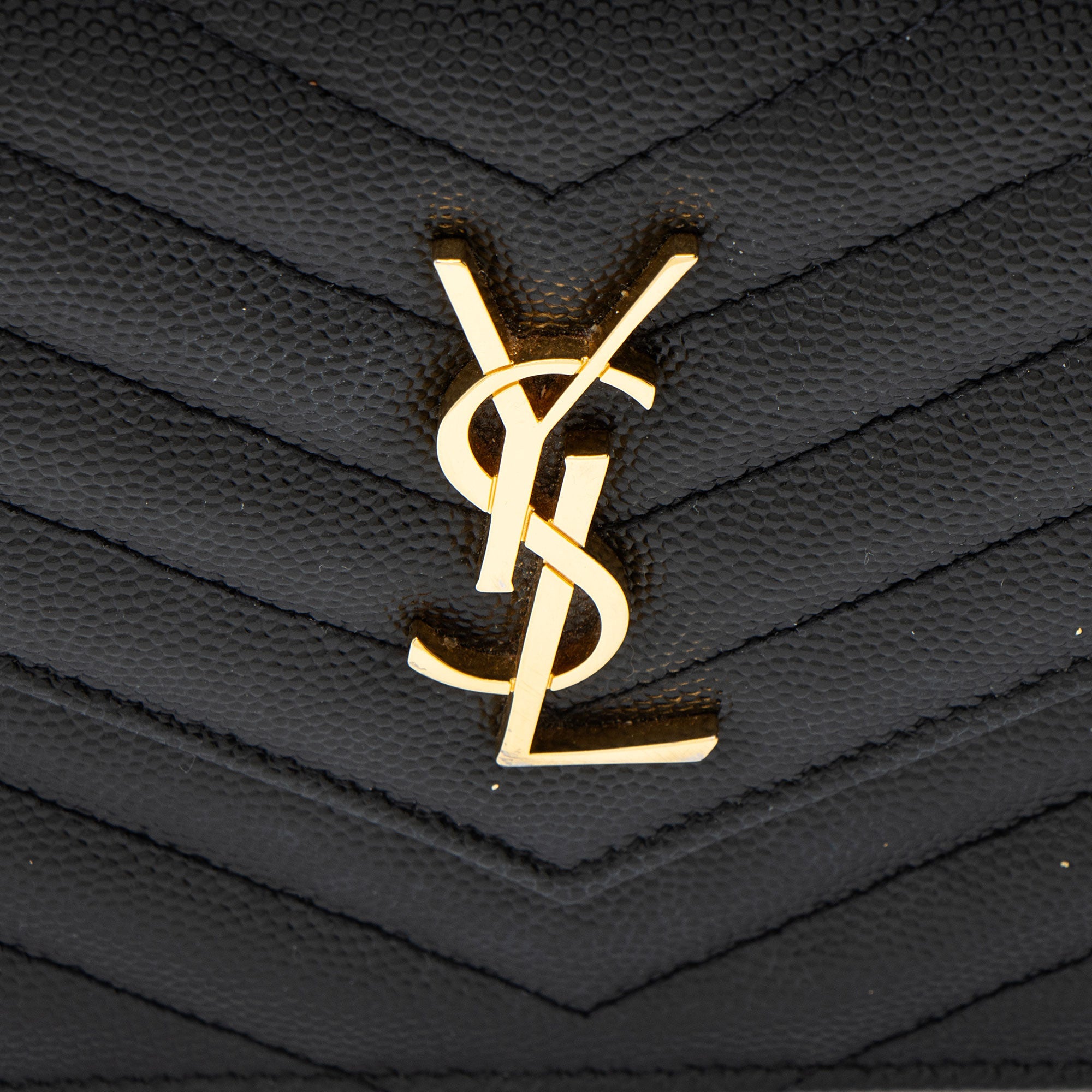 Saint Laurent Matelasse Grain de Poudre Monogram Envelope Chain Wallet