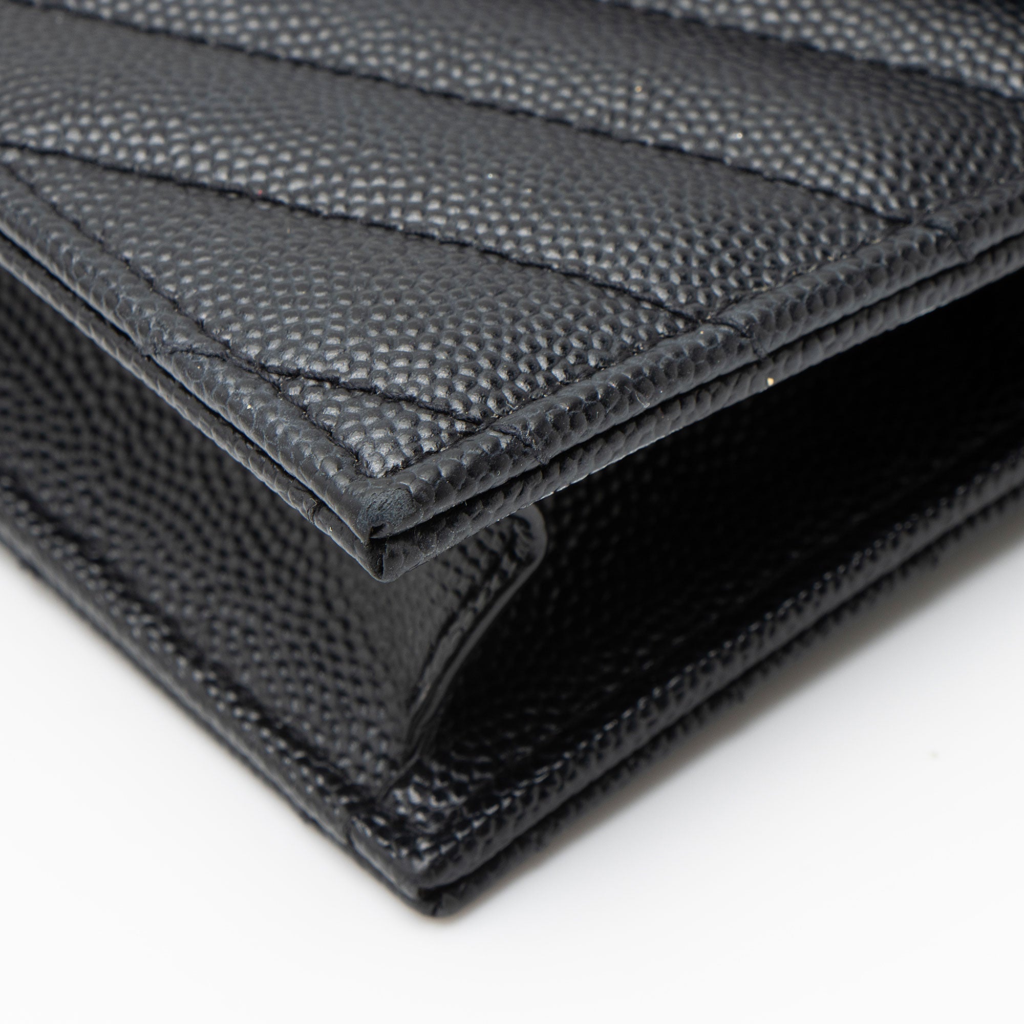 Saint Laurent Matelasse Grain de Poudre Monogram Envelope Chain Wallet