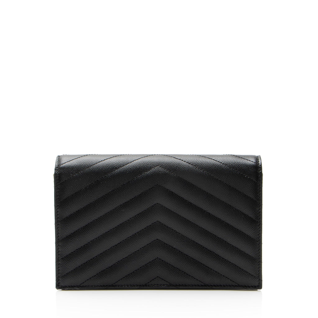 Saint Laurent Matelasse Grain de Poudre Monogram Envelope Chain Wallet