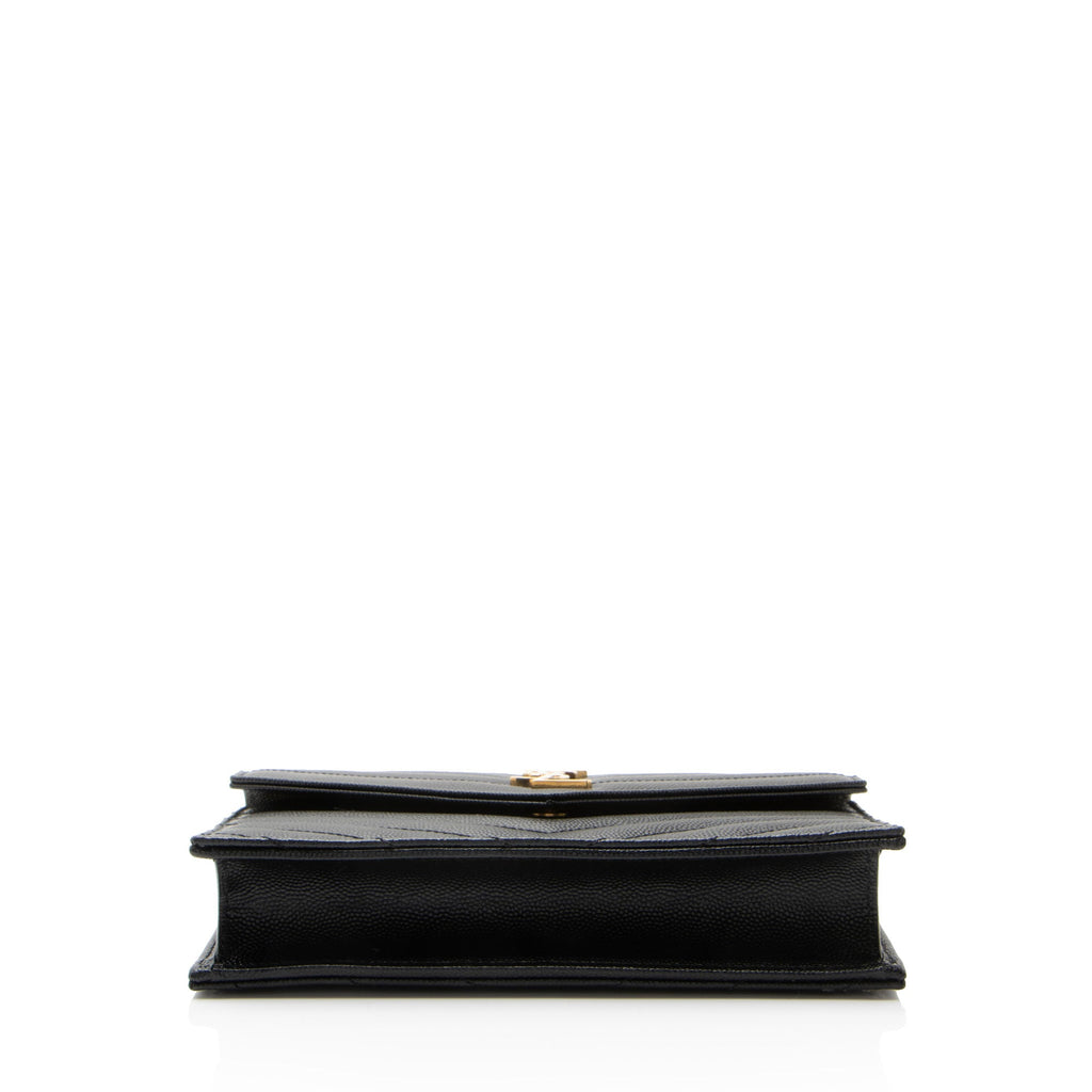 Saint Laurent Matelasse Grain de Poudre Monogram Envelope Chain Wallet