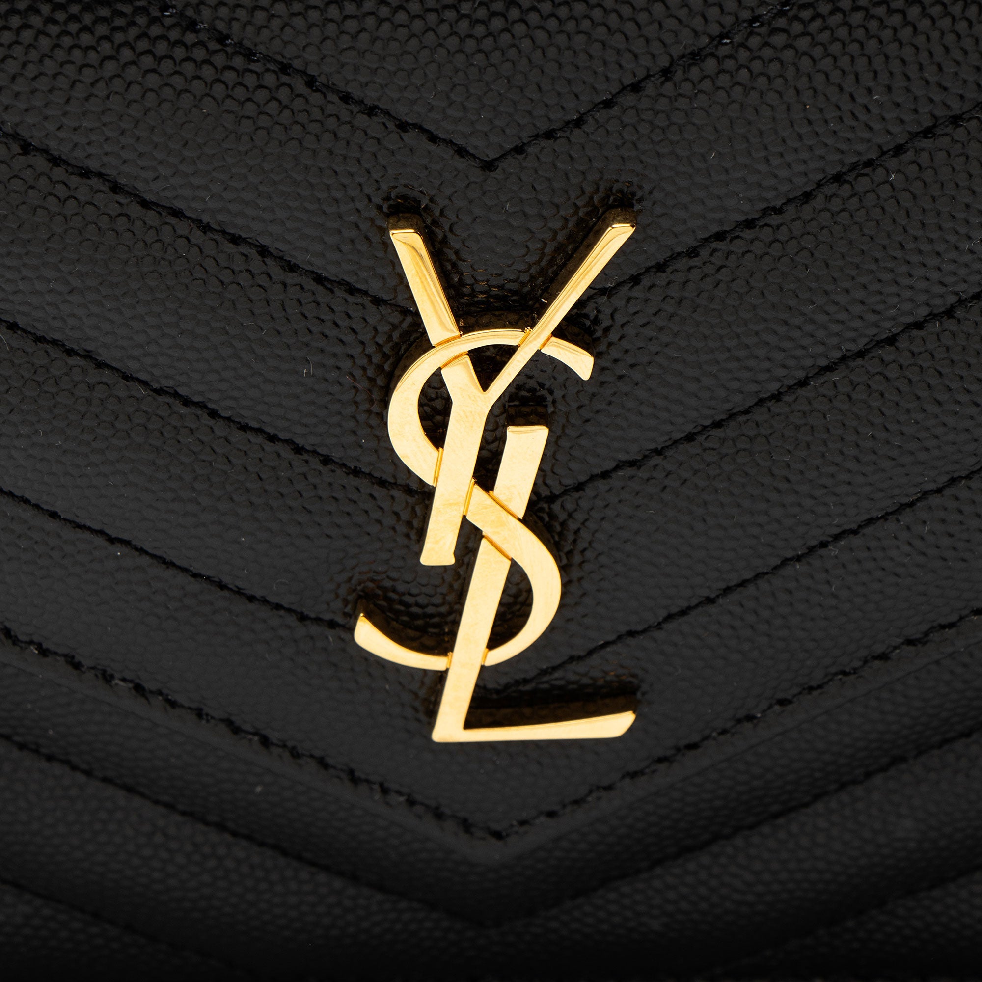 Saint Laurent Matelasse Grain de Poudre Monogram Envelope Chain Wallet