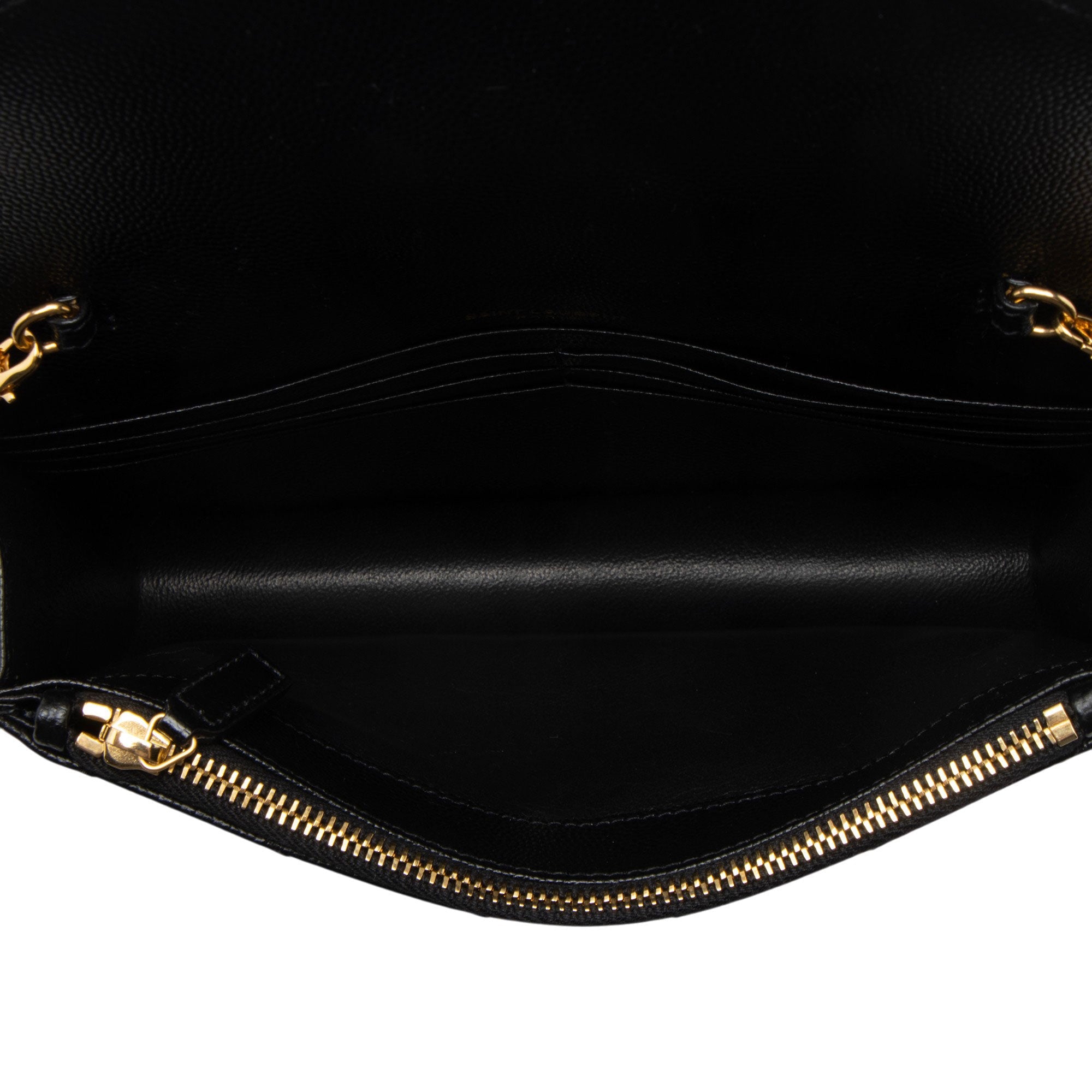 Saint Laurent Matelasse Grain de Poudre Monogram Envelope Chain Wallet