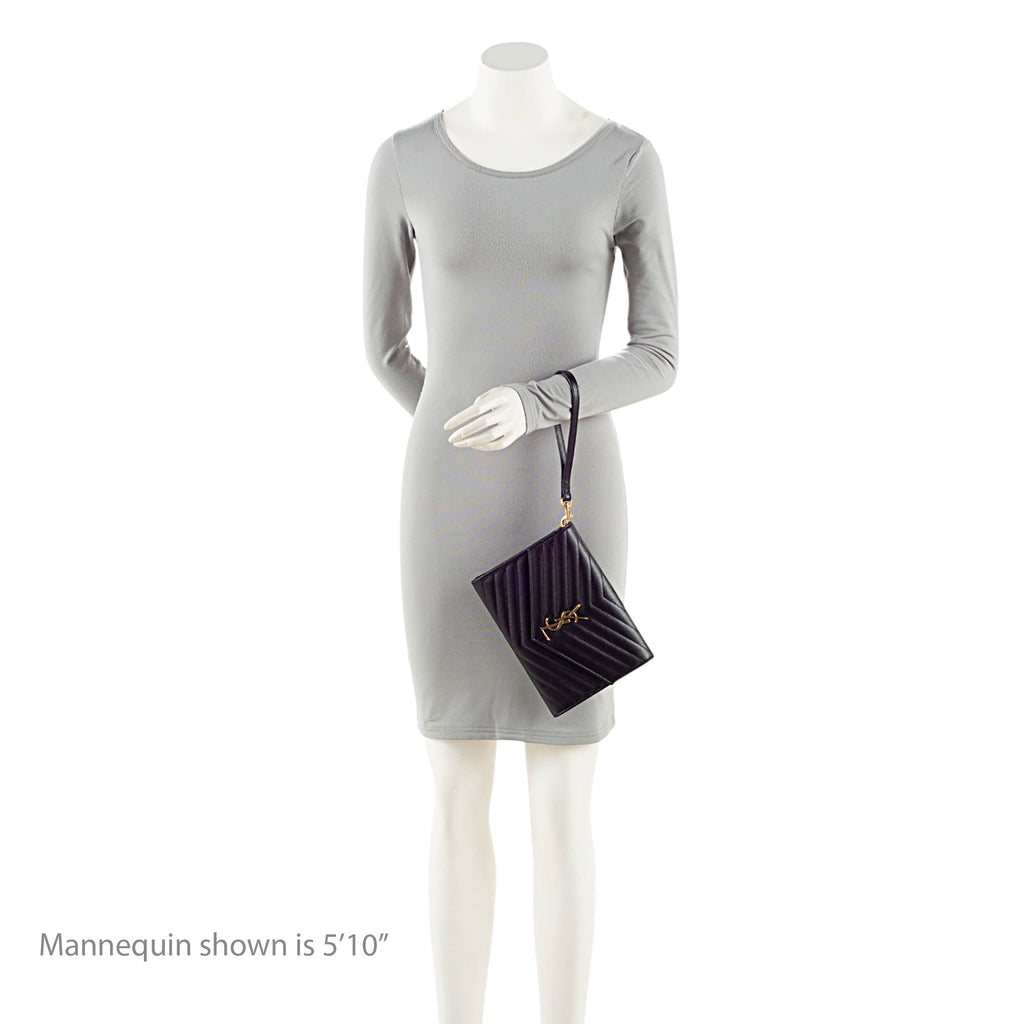 Saint Laurent Matelasse Grain de Poudre Monogram Envelope Pouch