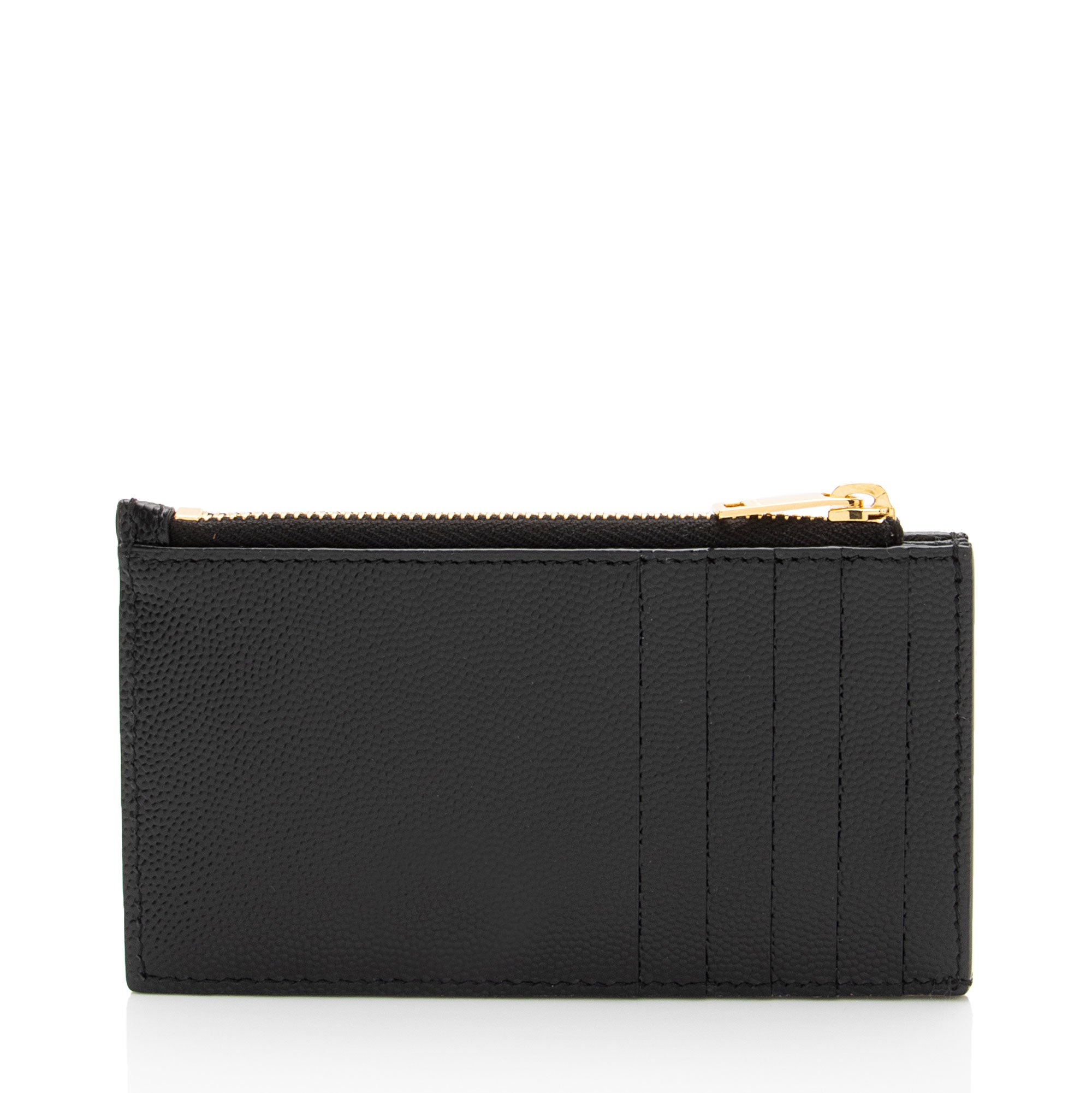 Saint Laurent Matelasse Grain de Poudre Monogram Fragments Zipper Card Case