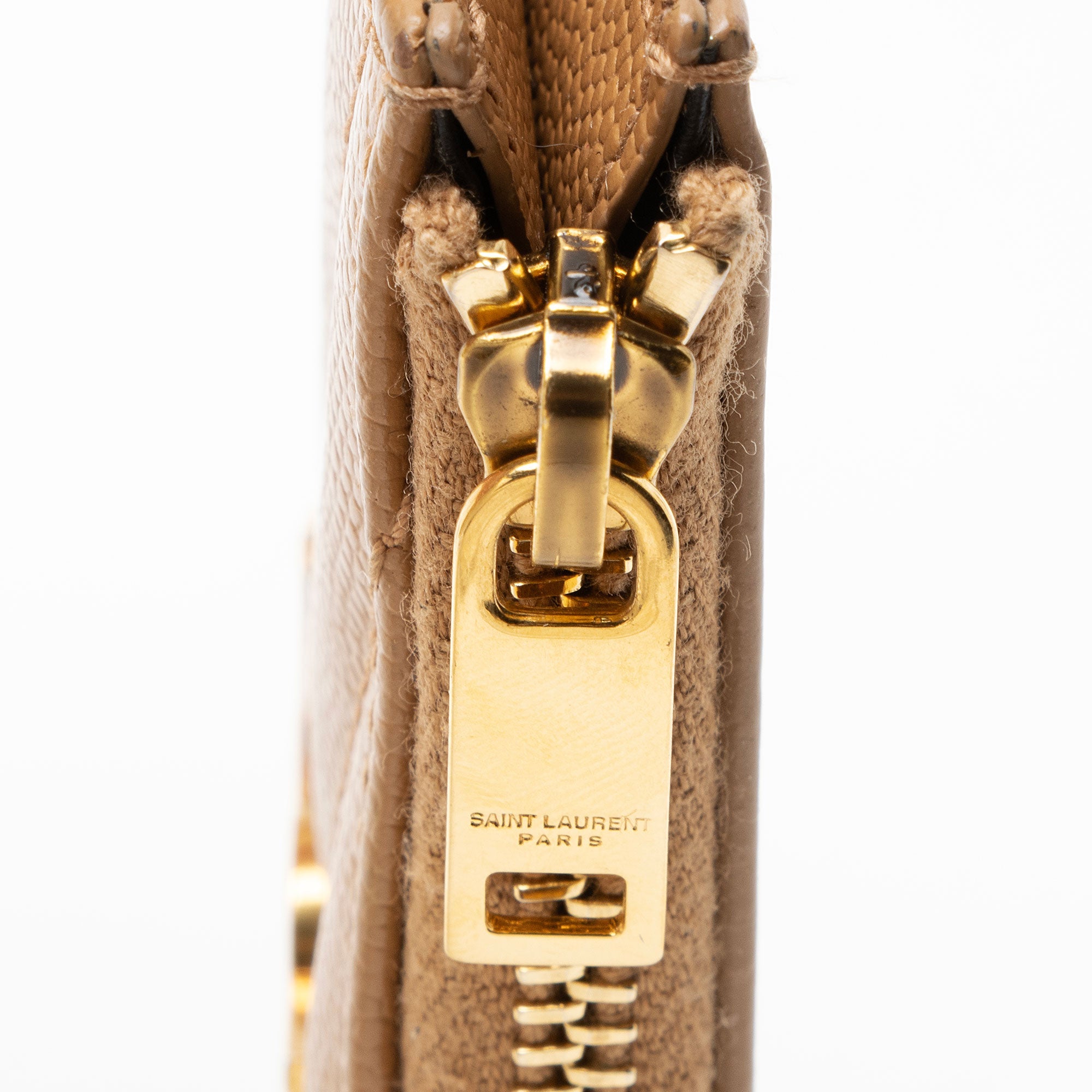 Saint Laurent Matelasse Grain de Poudre Monogram Fragments Zipper Card Case