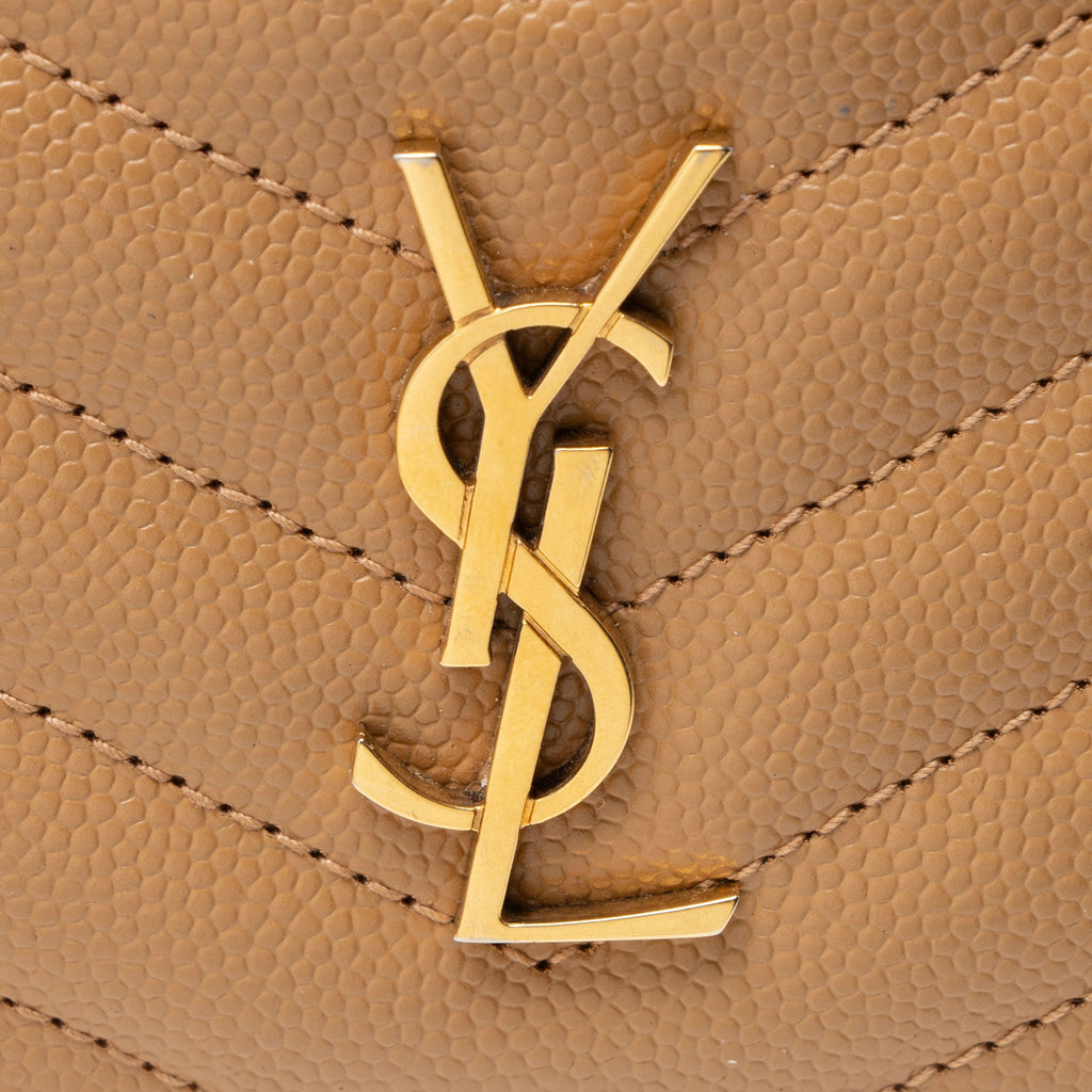 Saint Laurent Matelasse Grain de Poudre Monogram Fragments Zipper Card Case