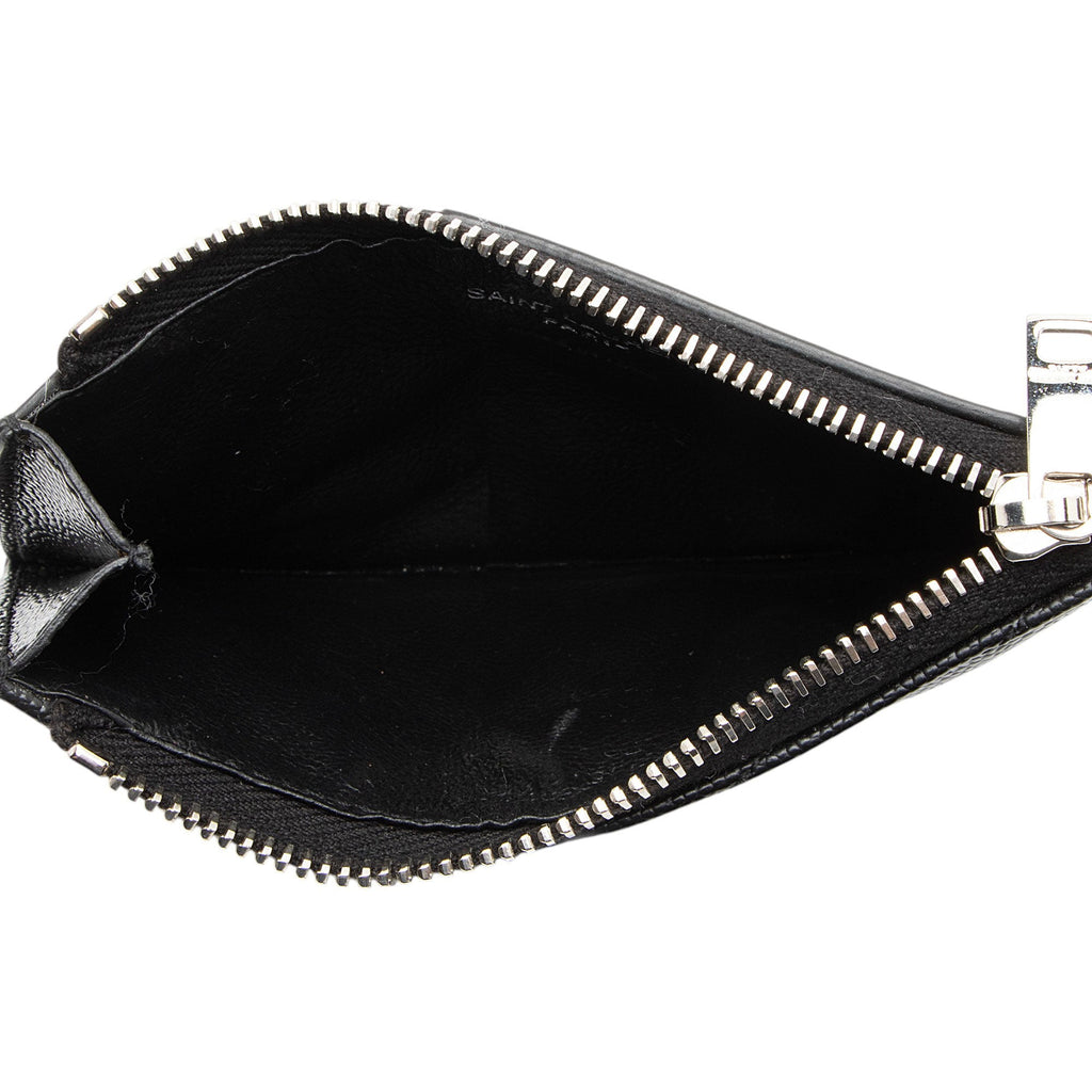 Saint Laurent Matelasse Grain de Poudre Monogram Fragments Zipper Card Case