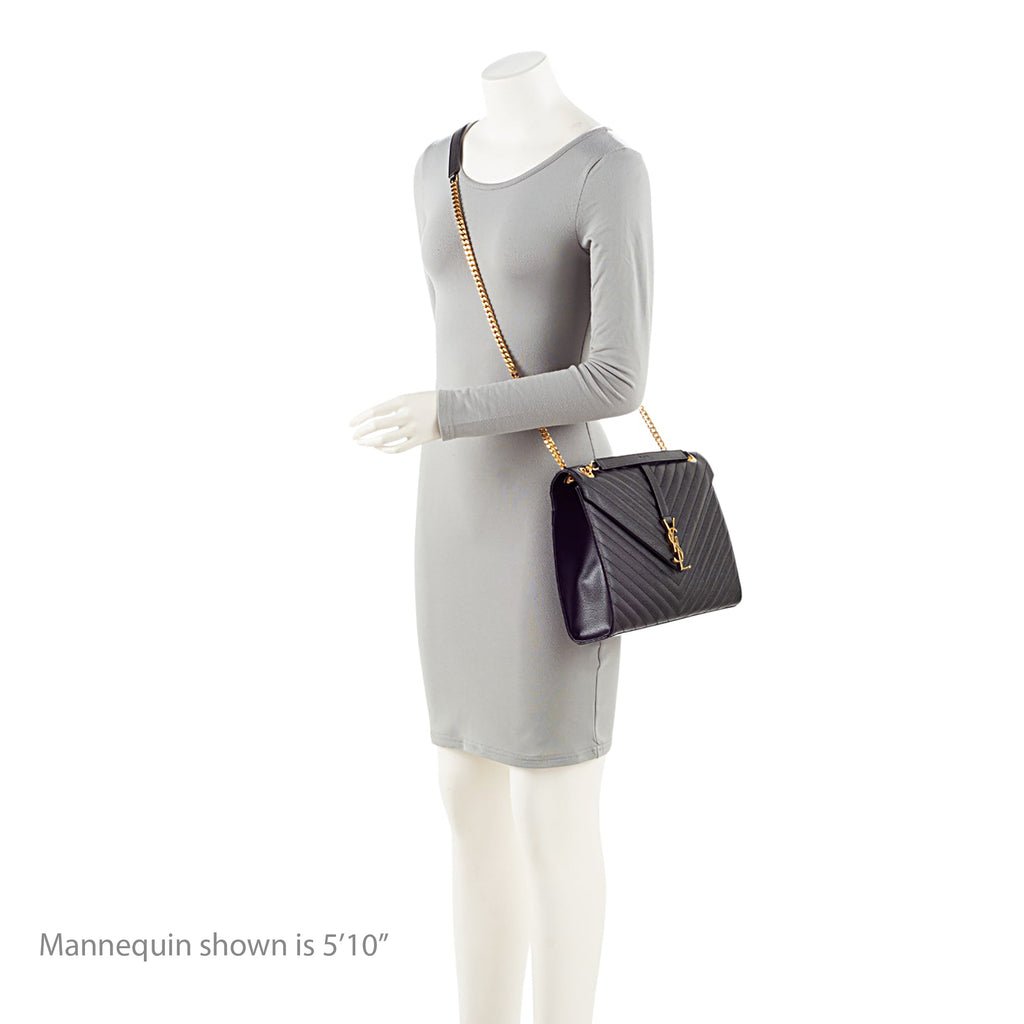 Saint Laurent Matelasse Grain de Poudre Monogram Large Shoulder Bag