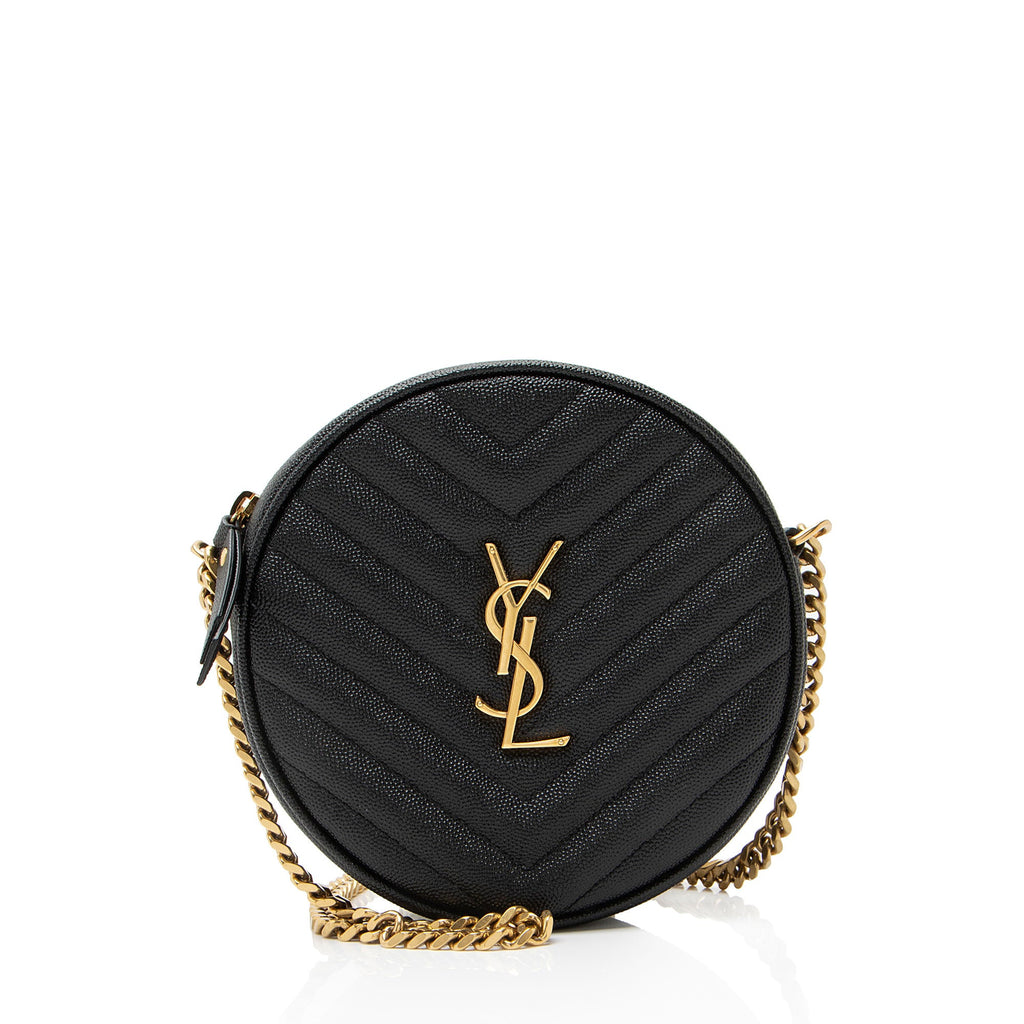 Saint Laurent Matelasse Grain de Poudre Monogram Vinyle Round Camera Bag