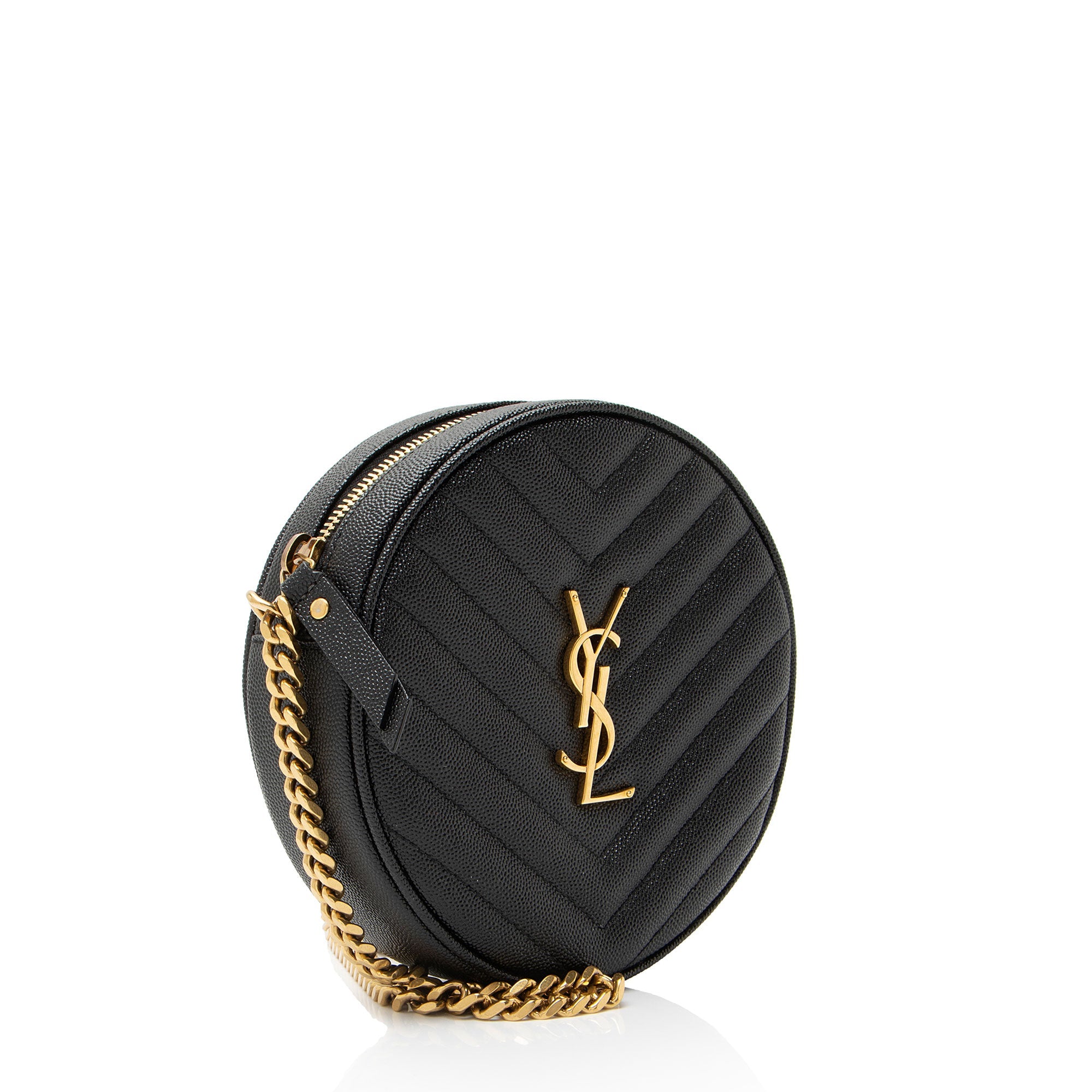 Saint Laurent Matelasse Grain de Poudre Monogram Vinyle Round Camera Bag