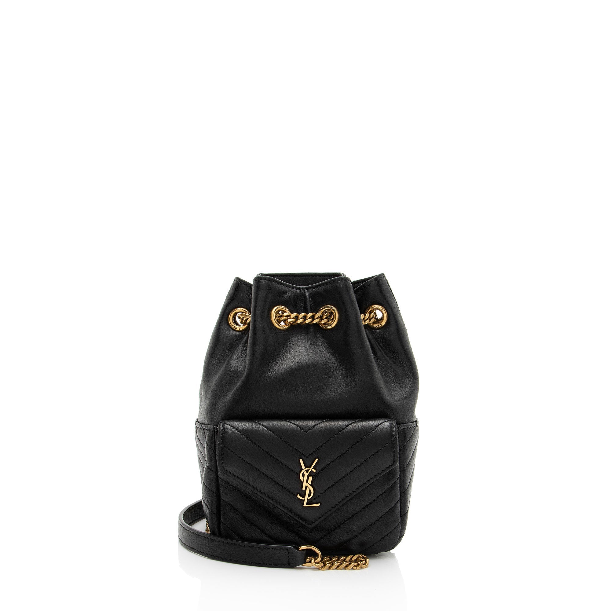 Saint Laurent Matelasse Lambskin Monogram Joe Nano Bucket Bag